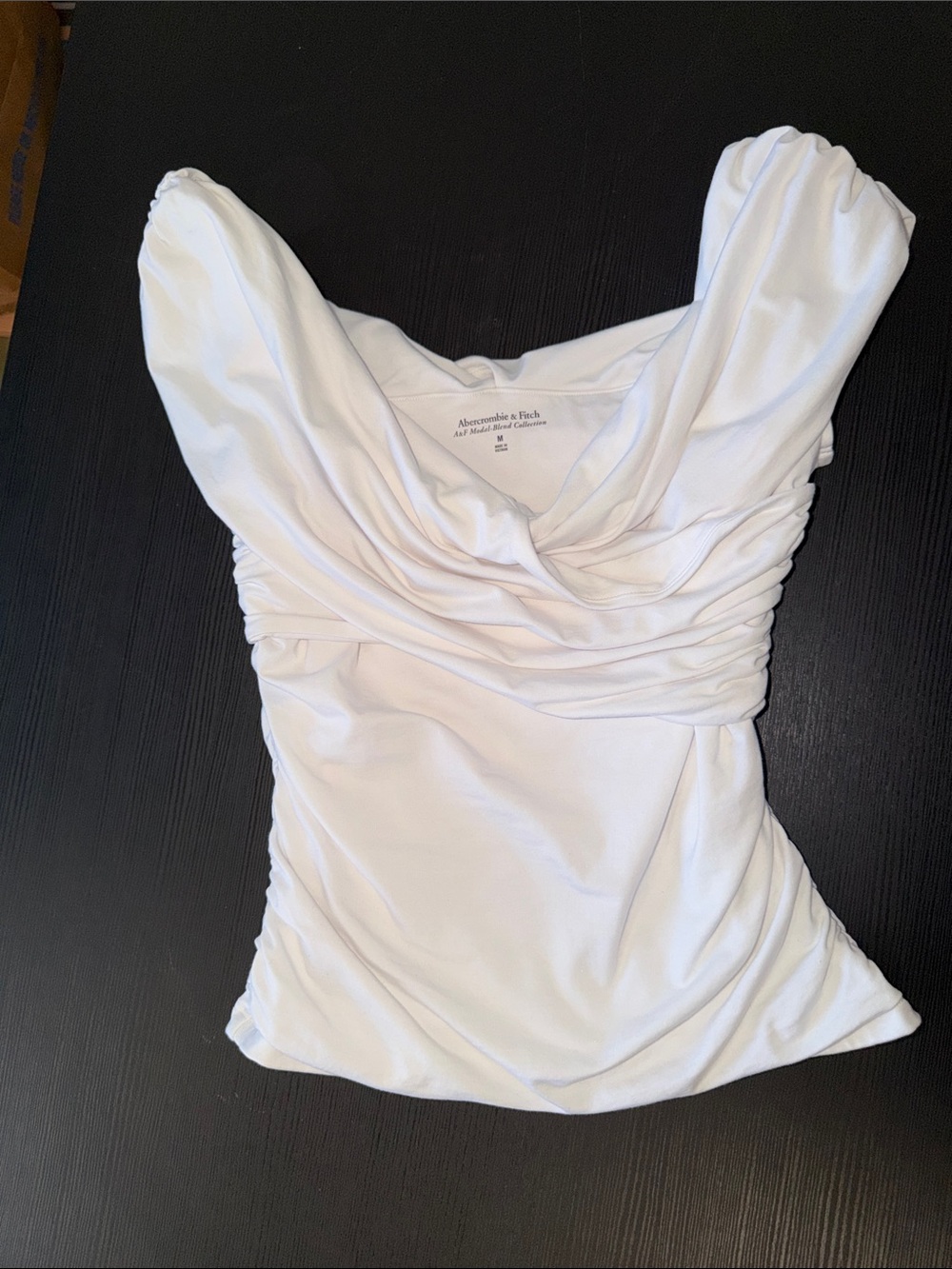 Abercrombie & Fitch White Draped Cowl Neck Ruched Camisole